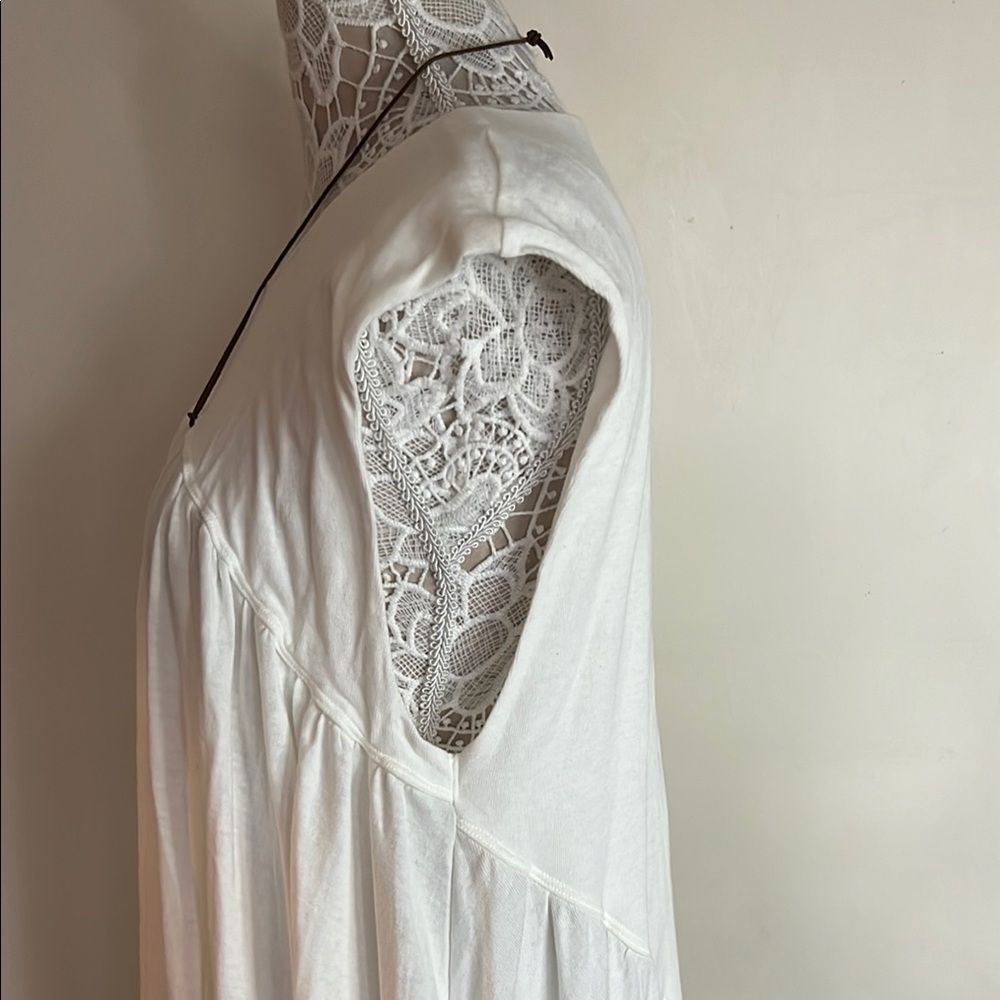 FP Madelyn Midi Beach Elegant White Sleeveless Dress high low and side pockets. - Picture 11 of 16